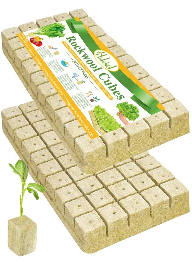 Halatool مكعبات الصوف الصخري من هالاتول مقاس 1 بوصة، مكعبات صوف صخري للزراعة، شتلات، عقل، نباتات مستنسخة، بداية الإنبات (ورقتان، 100 مكعب إجمالاً) - Image 1